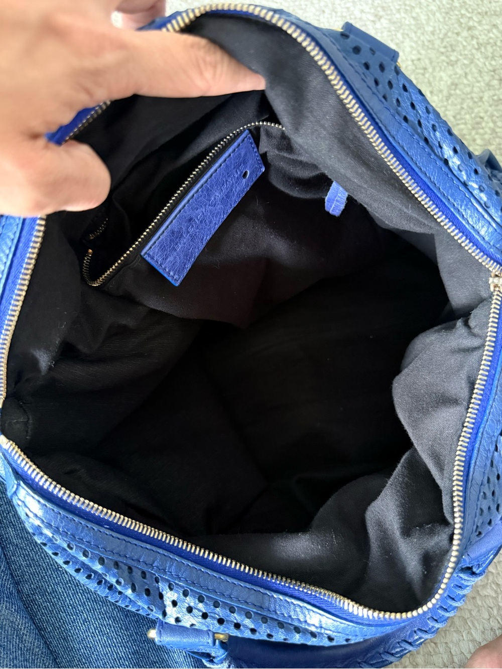 Balenciaga 2013 Blue Cross Perforated Lambskin Motorcycle City Bag (large) - Picture 17 of 17